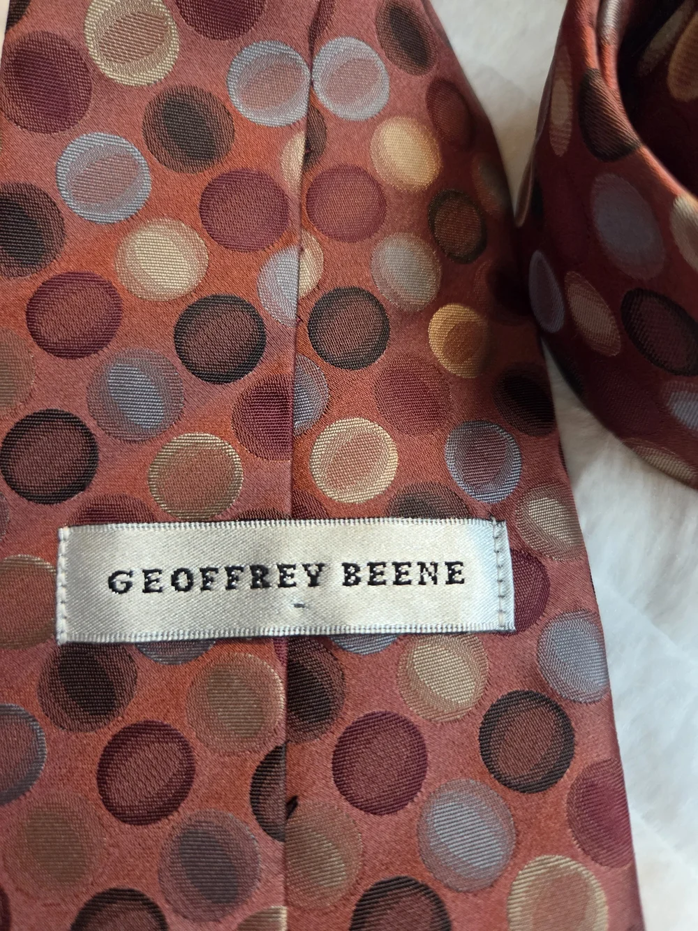 Vintage Geoffrey Beene Burgundy Polka Dot Silk Tie